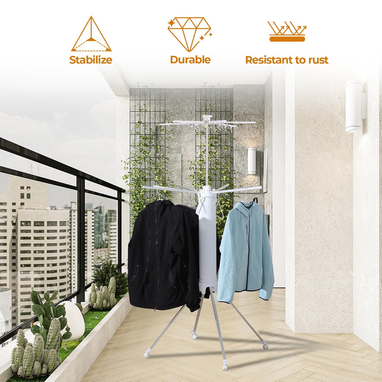 Dollate 4-Legged Clothes Drying Rack Foldable,2 Tier Portable and Collapsible Space Saving Laundry Drying Rack with 4 Pulleys,Aluminum Dry Rack for Clothes