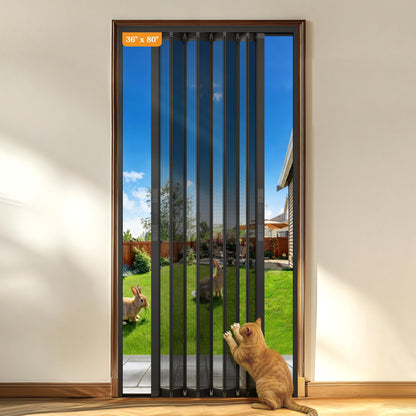 Yotache Retractable Screen Door Fits 36"x80" to 36.5"x80.5" Doors - Aluminum Frame & Pet-Proof Mesh - Magnetic Self-Latching Convenient Sliding Door with Left and Right Openings