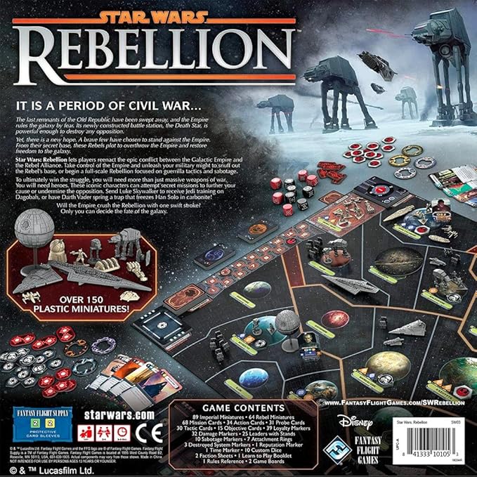 Asmodee Star Wars: Rebellion Board Game - Epic Galactic Empire vs Rebel Alliance Conflict Tabletop Miniatures Strategy Game for Adults Ages 14+ 2-4 Players 3 Hour Playtime