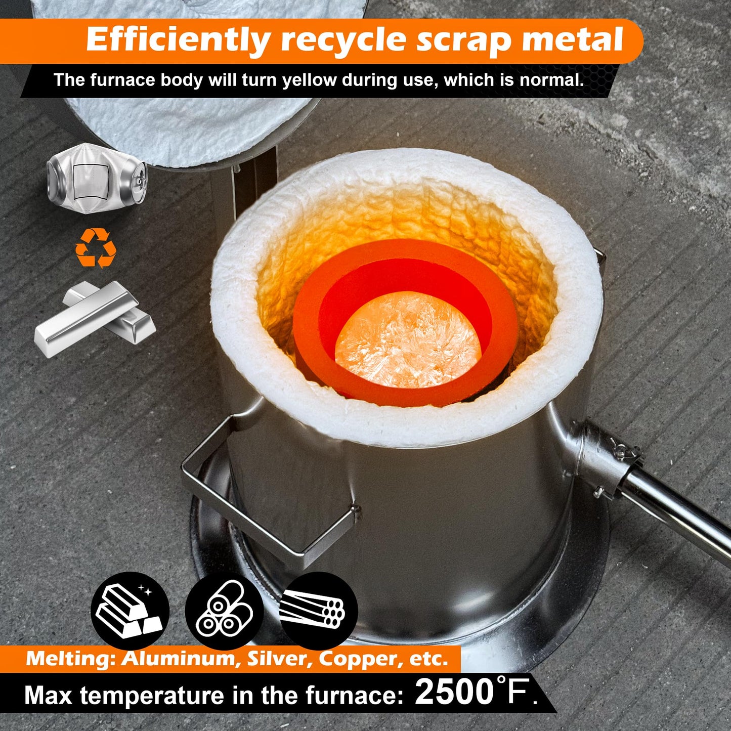 Nelyrho 12KG Hinge Flip Top Propane Melting Furnace Metal Smelting Machine with High Capacity, Melting Aluminum, Silver, and Copper Alloys, Easy-to-Use Foundry Kiln for Beginners and Professionals