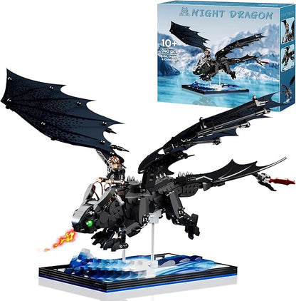 JOJO&ampPeach Night Dragon Building Sets for Boys Aged 10+ Buildable Toy Kit for Home Décor &amp Display Birthday Gift for Teens Adults Girlfriend Mom Wife(940 Pieces)
