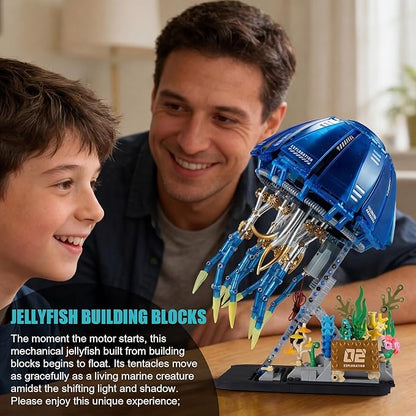 Mechanical Jellyfish Building Block Set with LED Light Bionic Glowing Mech Jellyfish Movable Linkage Gears Sea Animal Collection Toy Desk Decor Creative Gifts for Ages 8+(1146PCS)