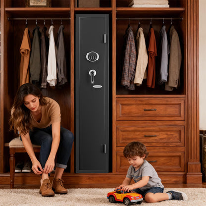 KAER 2-3 Gun Safe,Rifle Safe,Gun Safe for Rifles and Pistols,Gun Cabinet for Shotguns,Long Gun Cabinet for Shotguns with Removable Storage Shelf,LED Light,Quick Access Rifle Safes,Adjustable Shelves