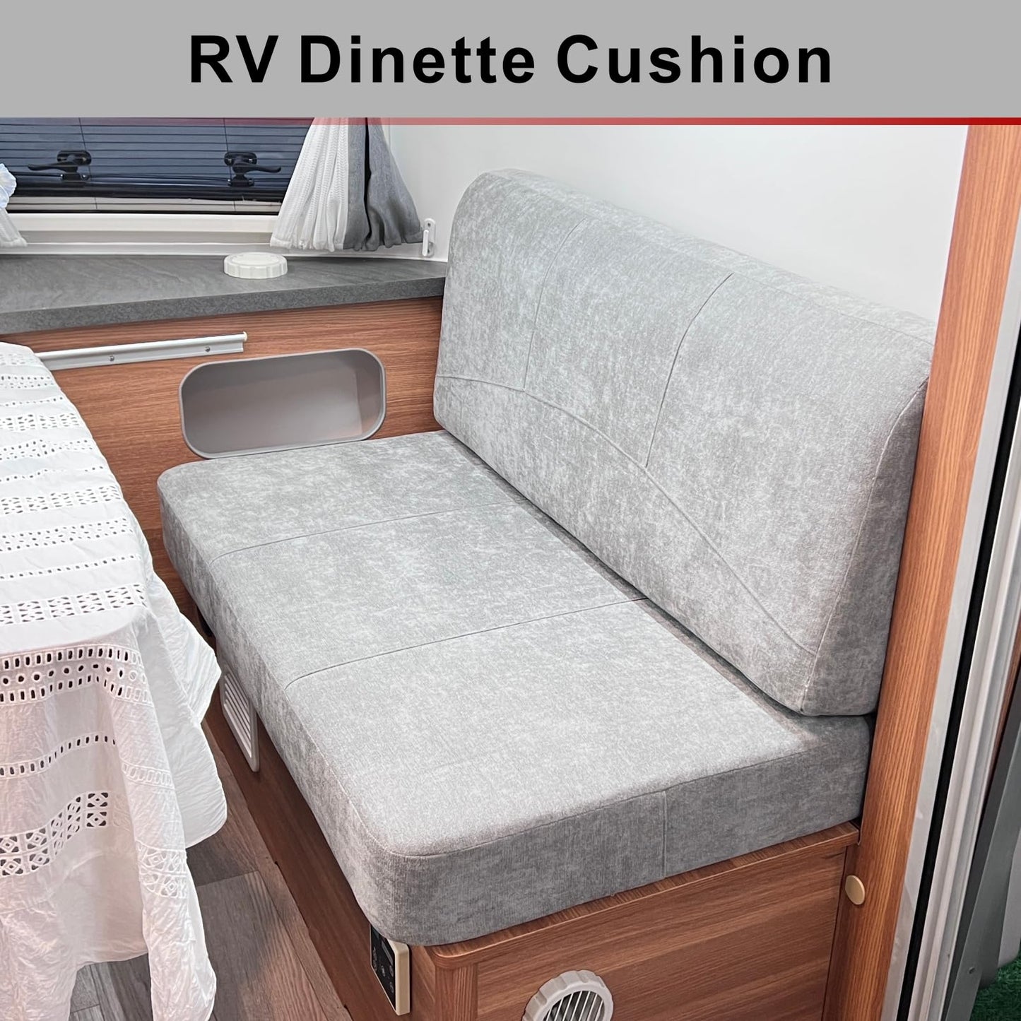 Dulepax RV Dinette Booth Cushions with Memory Foam，Replacement Camper Cushions，Dinette Seat for Camper Trailer，RV Dinette Seat Including 1 Backrest & 1 Bench,RV Sofa,RV Couch,Grey,44inch.