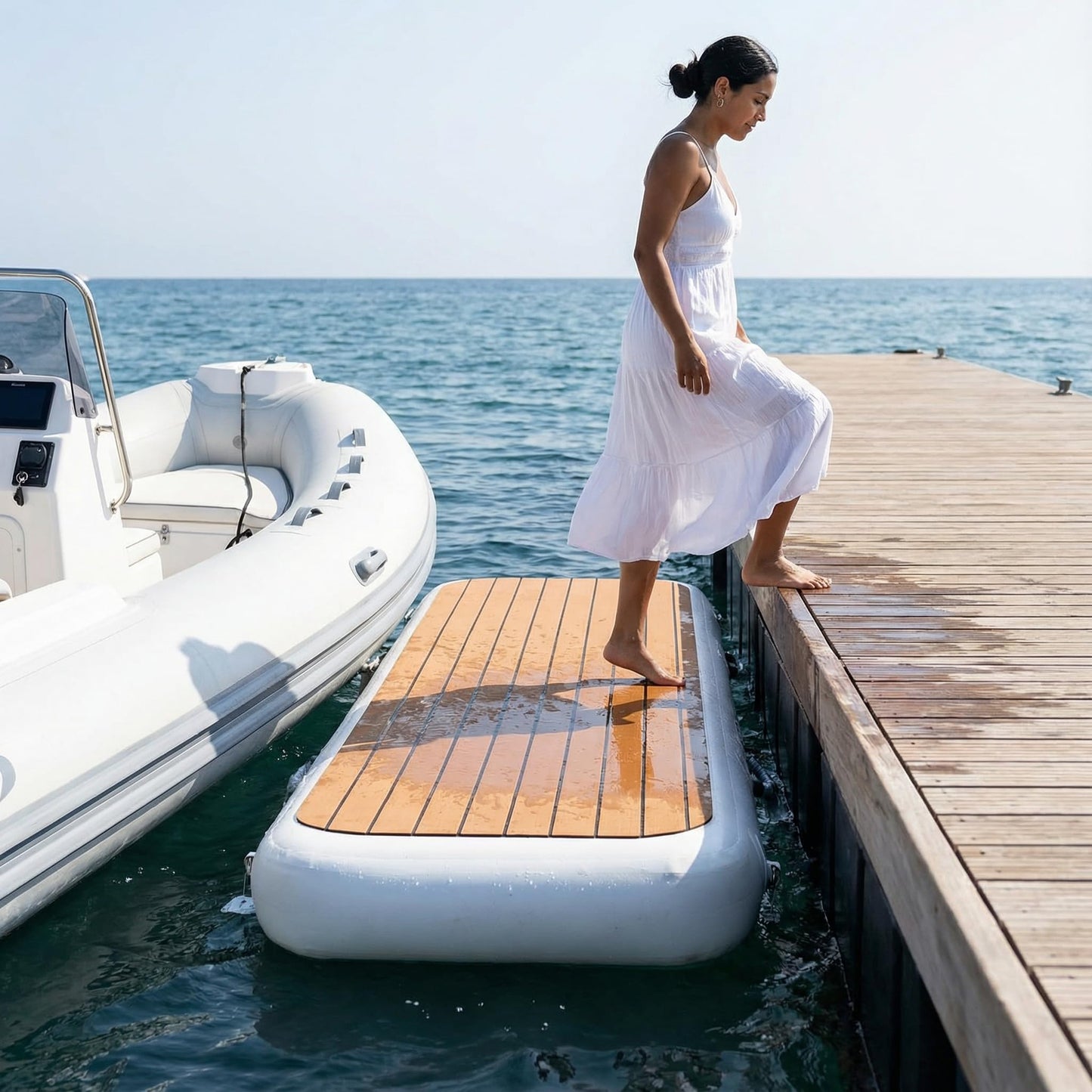 AIRMAT FACTORY Inflatable Gangway for Boats and Yachts, Durable, Quick - Inflating, Non-Slip Surface, Portable Inflatable Floating Dock Ramp, Easy Setup for Marine Use