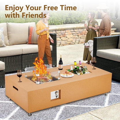 56-inch Outdoor Propane Fire Pit Table with 50,000 BTU Output, 13-inch Ice Bucket, Dual Function, CSA Certified, Fire Glass Beads and Wind Guard for Patio, Poolside and Garden