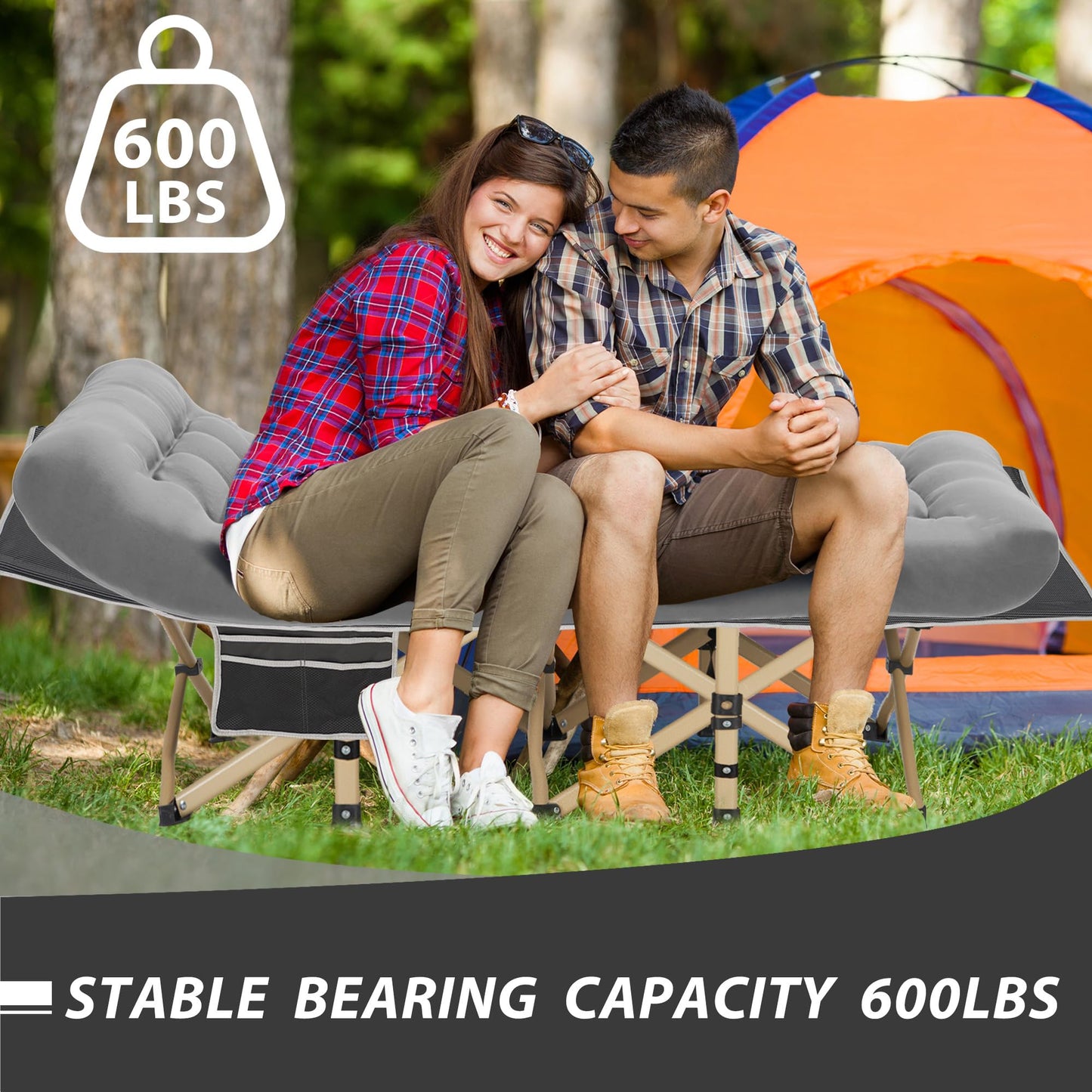 Candockway Folding Camping Cot for Adults, Portable Cot Bed with Comfy Mattress, 28" Extra Wide Sleeping Cots with Carry Bags for Home, Office Nap, Outdoor Travel Camp Beach, 600LBS(Max Load)