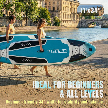 UPWELL 11'×34" Inflatable Stand Up Paddle Board with Kayak Seat, Premium SUP Paddle Boards for Adults, Blow up Paddle Boards 6” Thick, Cyclone