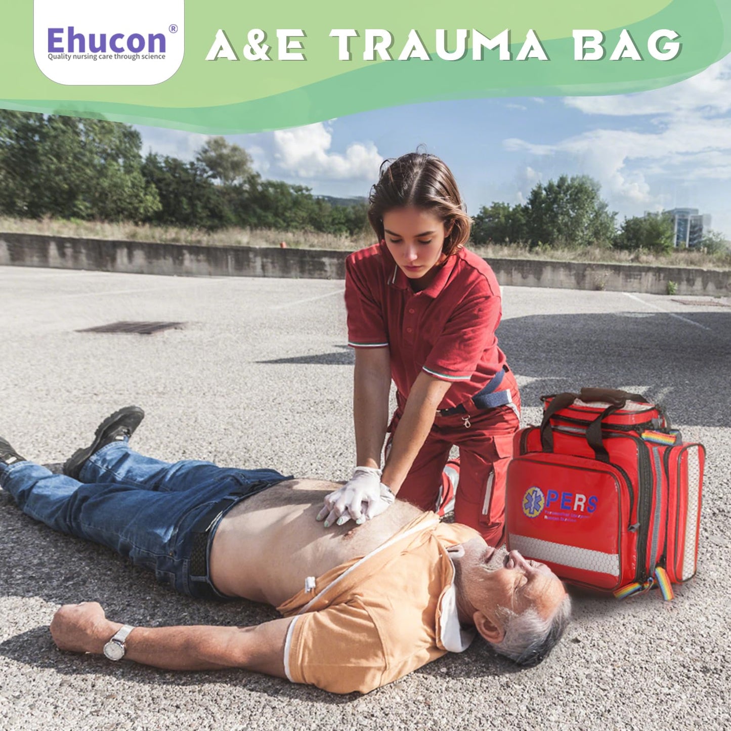 Ehucon A&E Trauma Bag,Emergency Bag,Medical Duffel Bag for healthcare, home, travel emergency rescue needs,Large First Aid Bag Empty for Durable/sturdy/waterproof