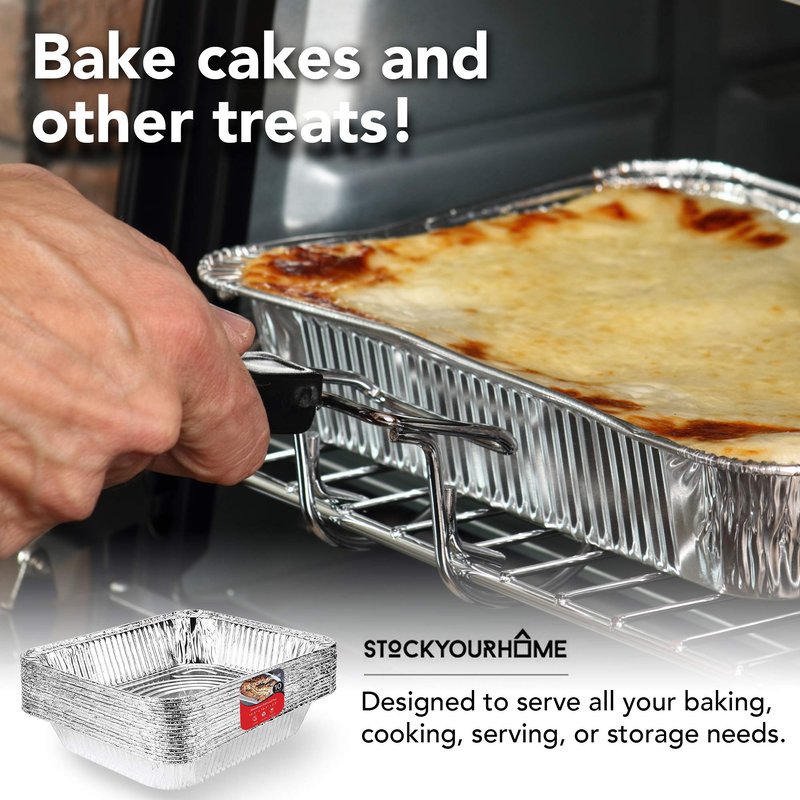 Stock Your Home 9x13 Aluminum Pans (20 Pack) - Disposable & Recyclable Foil Tray- Half Size Steam Table Deep Pans - Tin Foil Pans for Cooking, Heating, Storing, Prepping Food, BBQ, Grilling, Catering