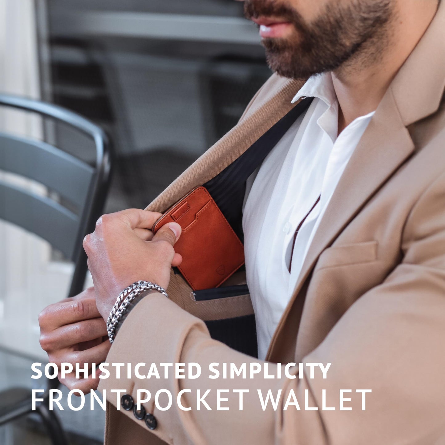 Vaultskin CHELSEA Mens RFID Blocking Slim Leather Card Wallet - Minimalist Front Pocket Cardholder in Cognac