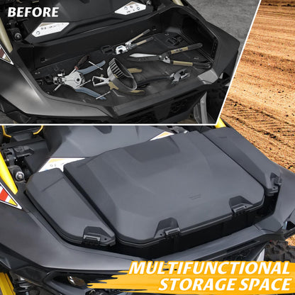 SAUTVS Poly Water Resistant Large Capacity Rear 96L Storage Cargo Trunk Box & 13.5L Side Cargo Storage Boxes Set for Can-Am Maverick R MAX X RS 2024+ Accessories (3PCS, Replace #715007182, 715007372)