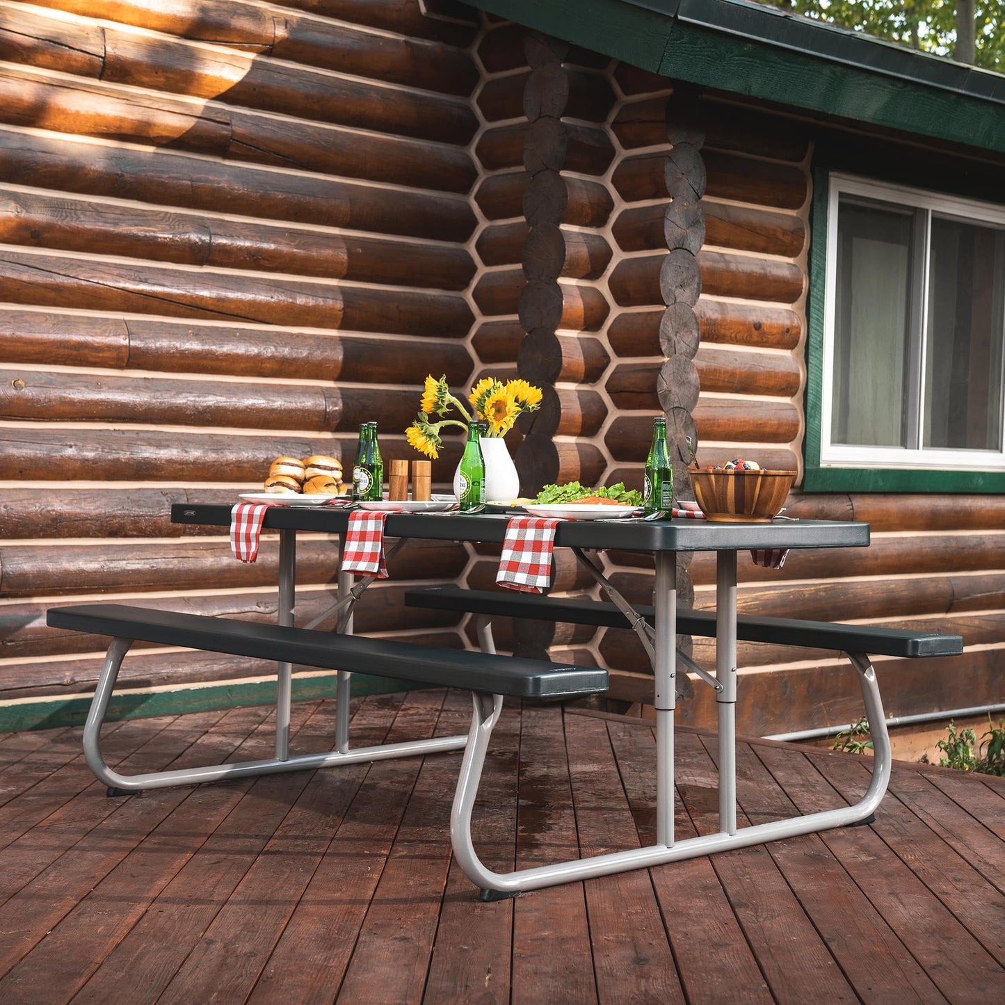 LIFETIME 6-Foot Classic Folding Picnic Table, Seats 8, Green