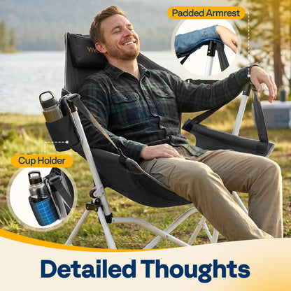 VIVOHOME Hammock Camping Chair, Portable Outdoor Swinging Rocking Chairs for Adults with Adjustable Pillow, Back and Height for Travelling, Backyard, Patio, Supports 400 lbs, 600D Breathable Mesh