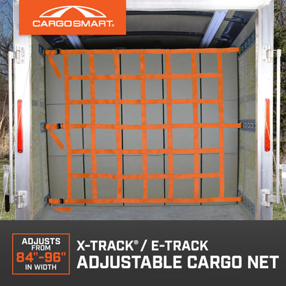 CargoSmart Adjustable Cargo Net — Connects to X-Track and E-Track Systems — 3,600lb Break Strength, 1,200lb Safe Work Load