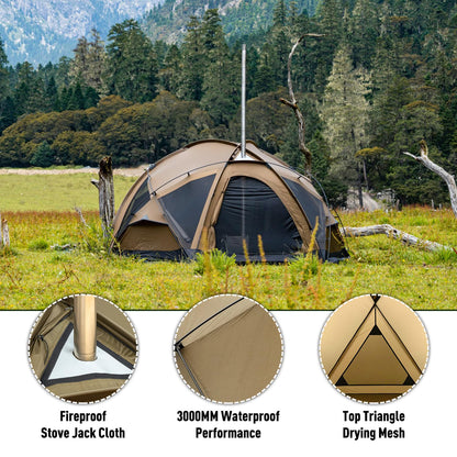 POMOLY Dome Tent Camping Hot Tent, Dome X6 Pro 4 Season Freestanding Tent for 2-4 Person Backpacking, Hiking, Hunting