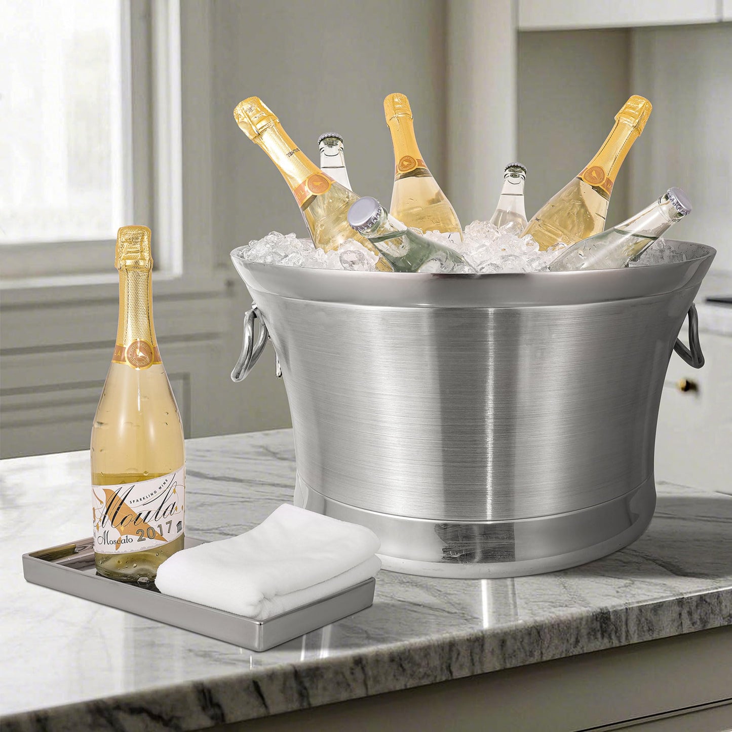 BARsics Large 6-Gallon Double Wall Stainless Steel Insulated Beverage Tub for Parties