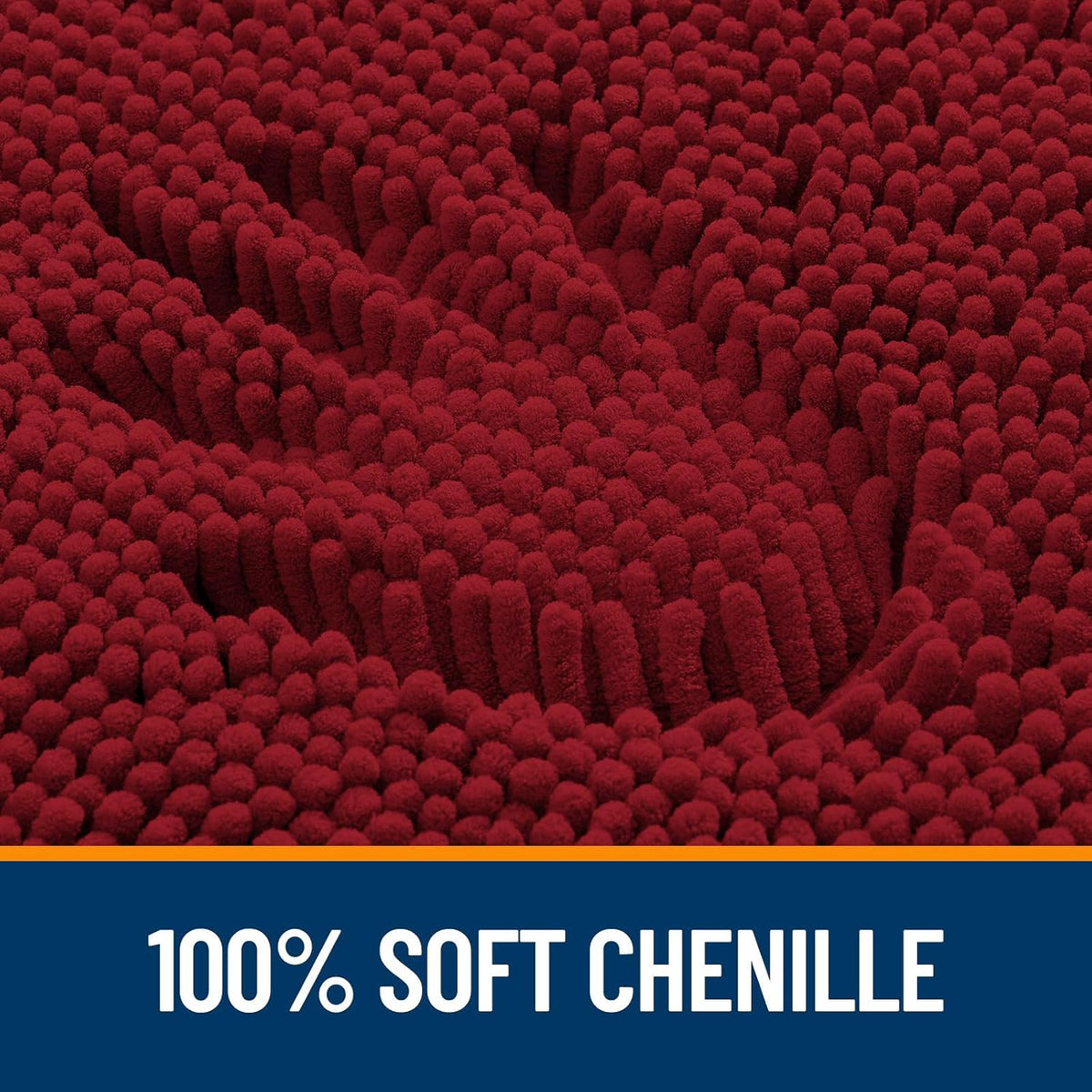 OLANLY Large Bathroom Rugs - Extra Soft Absorbent Chenille Mats | Quick Dry, Machine Washable, 47x32, Red