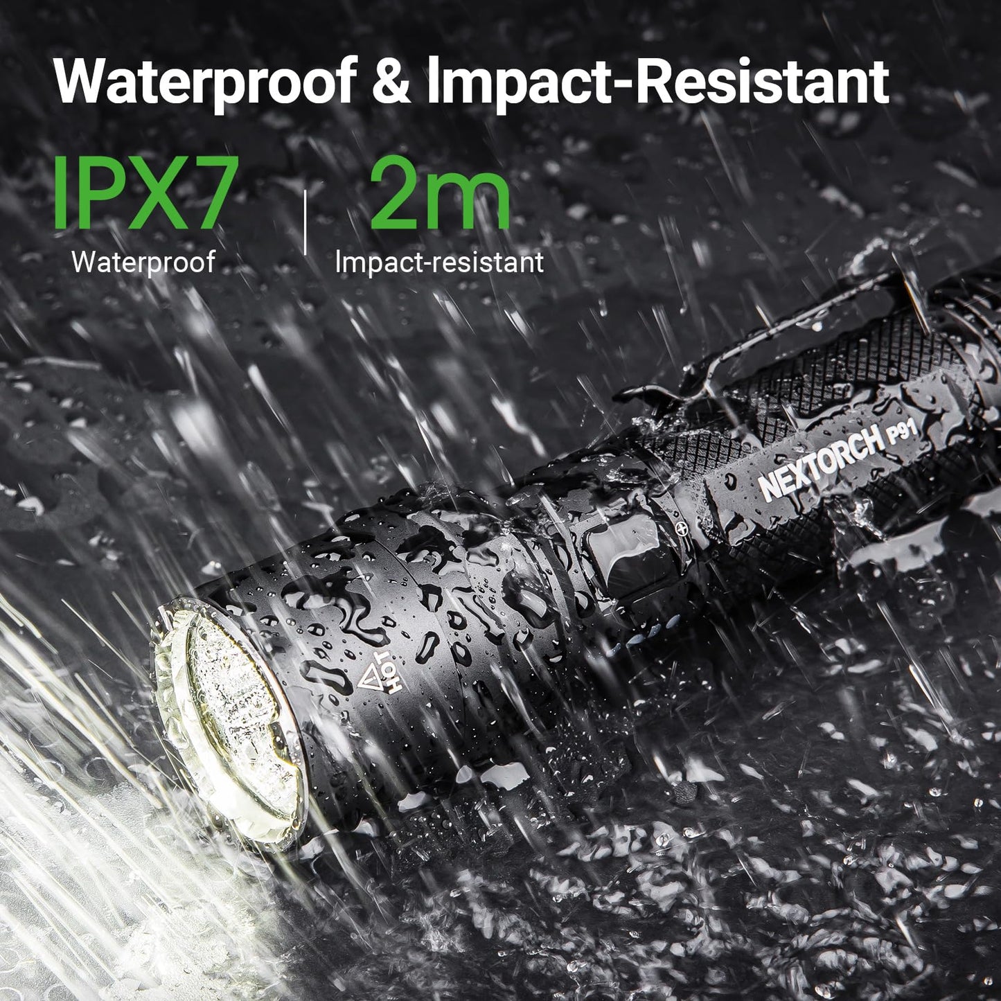 NEXTORCH P91 Tactical Flashlight High Lumens, 5000 Lumens Dual Switch Rechargeable Flashlight with 6 Modes & Strobe & Ceramic Glass Breaker for Night Duty, Breakout Operations, Tactical Training, etc