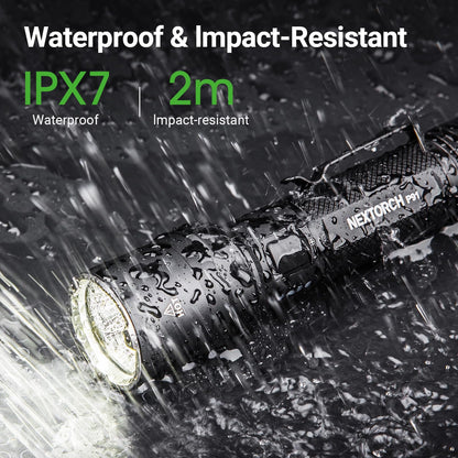 NEXTORCH P91 Tactical Flashlight High Lumens, 5000 Lumens Dual Switch Rechargeable Flashlight with 6 Modes & Strobe & Ceramic Glass Breaker for Night Duty, Breakout Operations, Tactical Training, etc