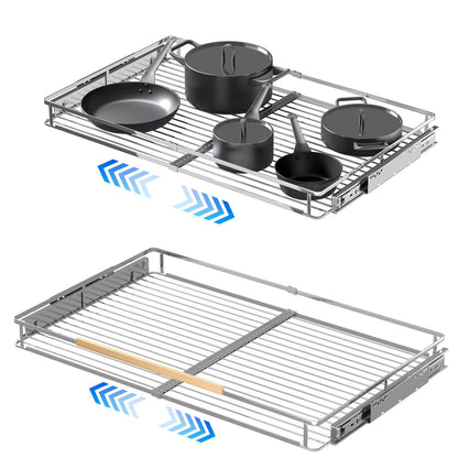 2Pack Expandable Pull Out Cabinet Organizer, 23~39.8"W x 22.5"D Heavy Duty Slide Out Shelves Adjustable Height Cabinet Pull Out Shelves,Expandable Width Spice Rack Organizer for Kitchen Cabinet