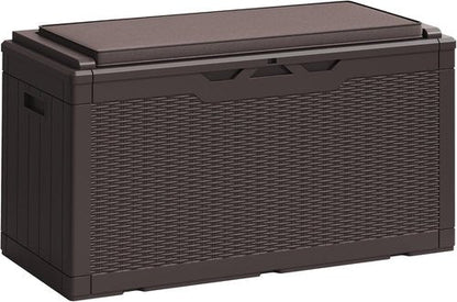 Greesum 100 Gallon Resin Deck Box - Large Outdoor Storage Solution for Garden Tools & Patio Cushions - Dark Brown