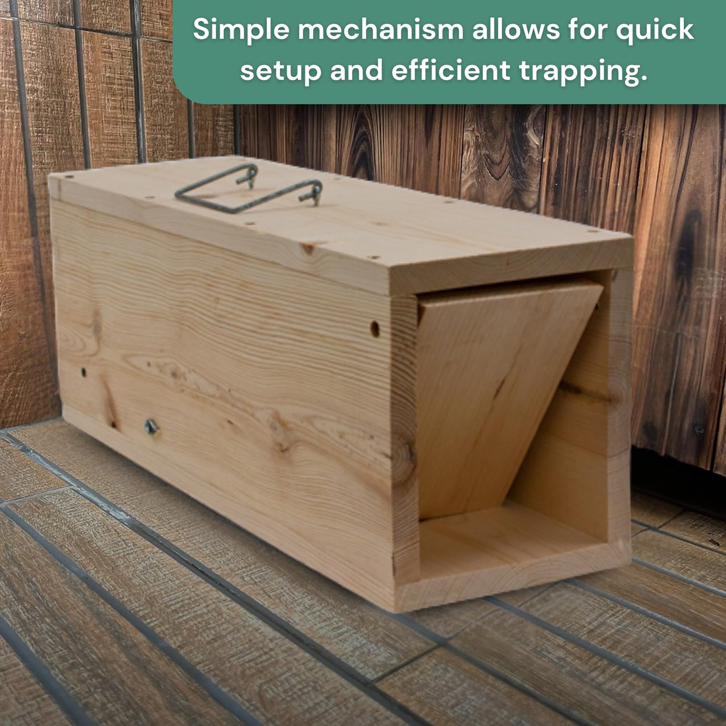 WCS Wooden Rabbit Trap, 24" Humane Live Capture Box Trap for Rabbits & Skunks – Wire-Shy Rabbit Solution, Professional-Grade 3/4" Pine Construction