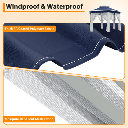 Pop Up Canopy Tent 13x13 Ft Instant Gazebo with Mosquito Netting Enclosure, Adjustable Outdoor Gazebo for Patio, Garden & Backyard Use with UV Protection & 3 Heights (Blue Lightgrey, 13 ft x 13 ft)