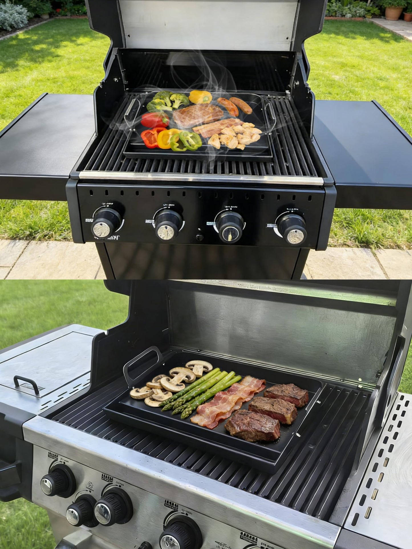 2026 Advanced Portable Steel Griddle, Griddle for Gas Grill, Non-Stick Coating, Universal Flat Top for Gas Grill/Stove/Oven/Campfire, Ergonomic Handle & Easy Clean for Outdoor BBQ & Camping, 23"x16"