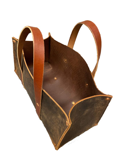 Woodman's Pal Buffalo Leather Tote Tool Bag For Hand Tools, Gardening, Outdoorsmen, Heavy Duty Premium Storage Leather Organizer (Crazy Horse Black)