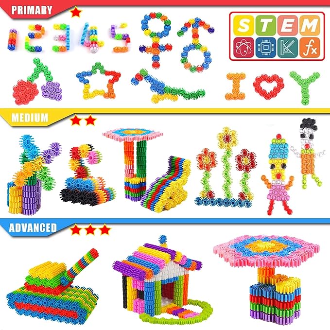 Gears Interlocking Learning Set STEM Construction Toy Set - Building Kids Toys 180 Pcs - 10 Colors