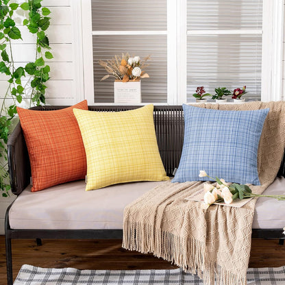 MIULEE Outdoor Waterproof Throw Pillow Covers - Decorative Farmhouse Cushion Covers | 12x12 Inch, Yellow (Pack of 2)