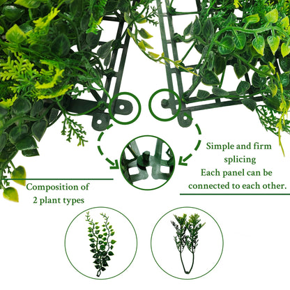 ODTORY Artificial Plants Hedge Wall Panels：54x120 Inch (45 sqft) UV-Anti Greenery Boxwood Fence Privacy Screen, Faux Ivy Grass Wall with Fake Leaves for Indoor Outdoor Background Covering