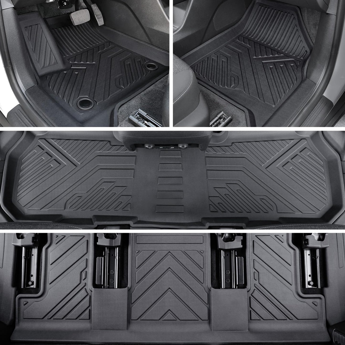 JOULARISE Floor Mats Set for 2024-2026 Chevy Traverse & 2024-2026 GMC Acadia & 2025-2026 Buick Enclave, Only for 7 Seats Captain Chairs, All Weather TPE Cargo Liner Door Sill Guards Accessories