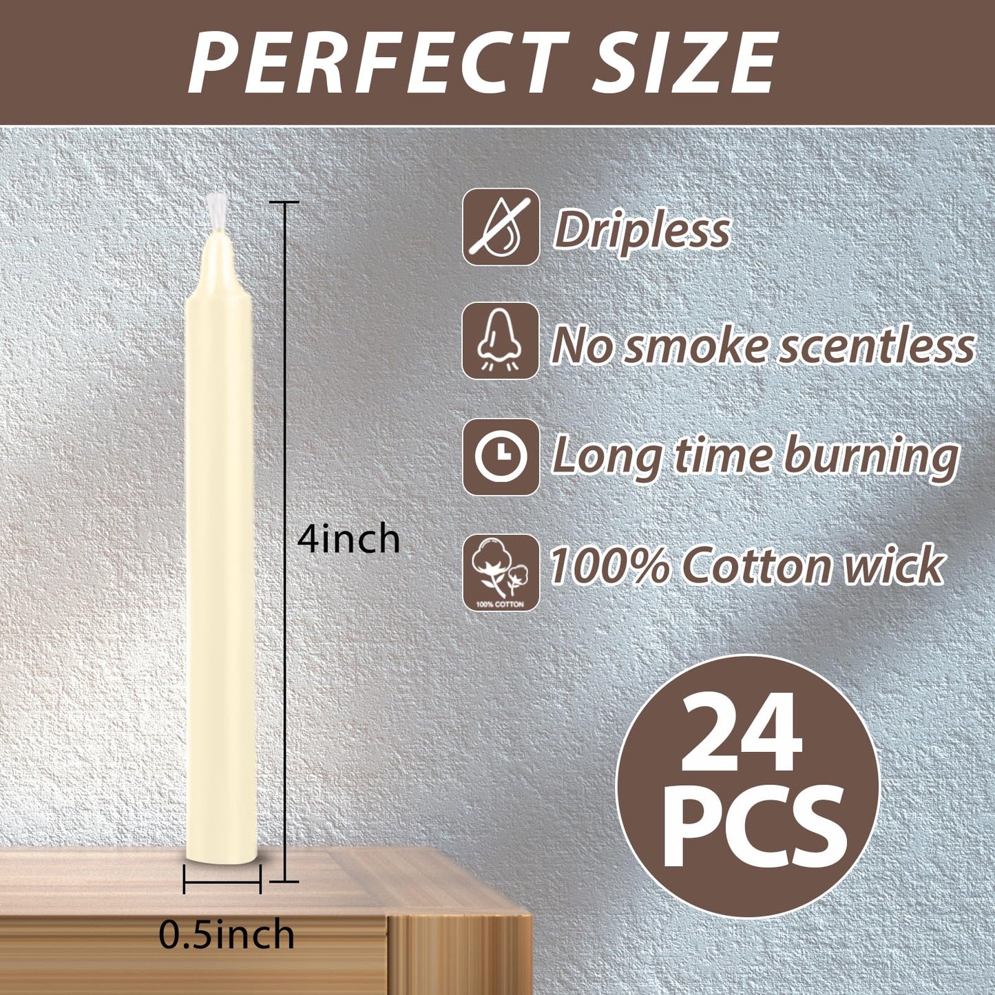24 Pack Spell Chime Candles – Premium Mini Unscented Taper Candles for Rituals, Prayer, Meditation, Altar, Spells – 4" Tall – Ideal for Witches & Spiritual Practices (Ivory)