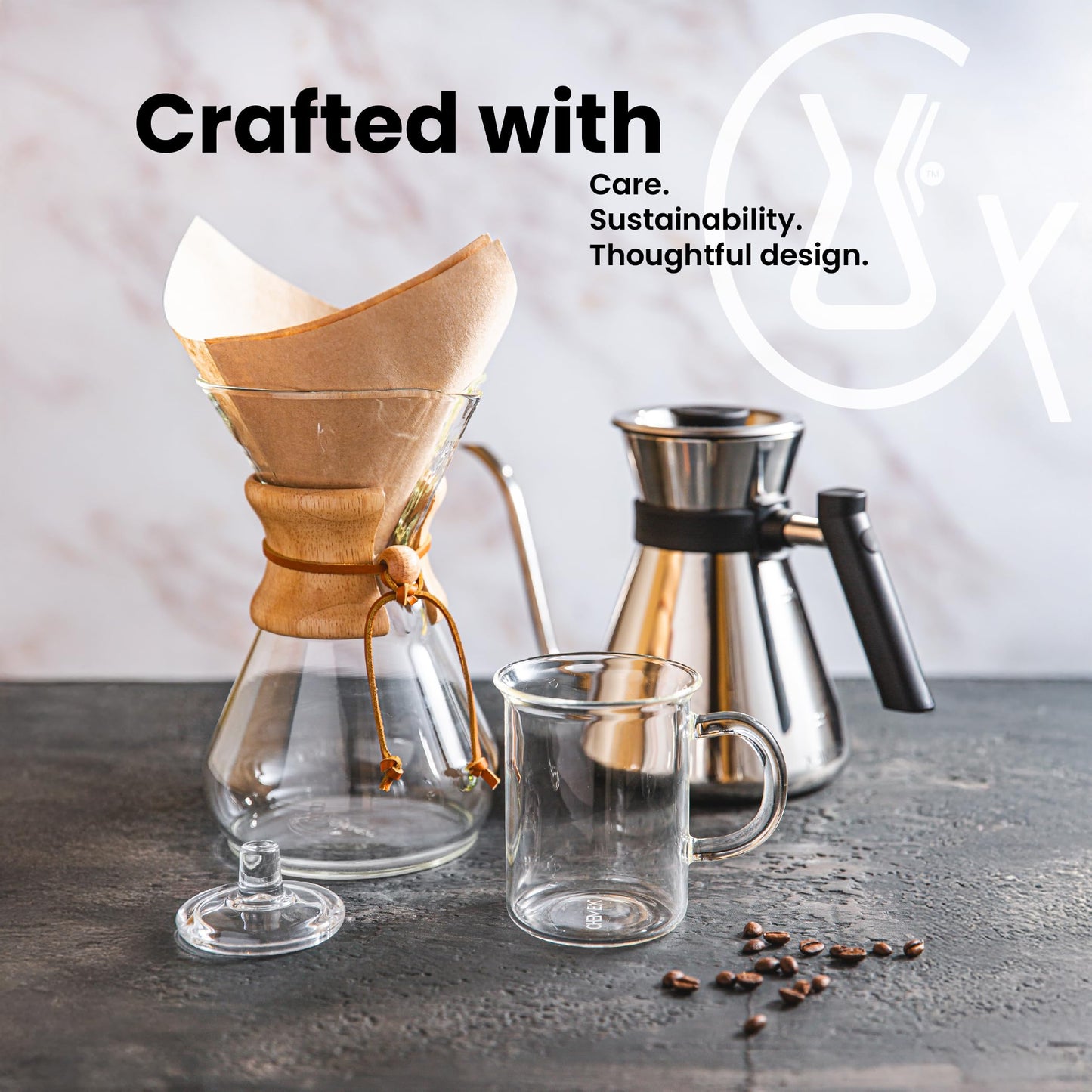 Chemex Ottomatic Pour Over Coffee Maker Set, 40 oz Capacity – Automatic Pour Over Machine with 6 Cup Glass Coffeemaker, Specialty Drip Brewer, Barista Quality Coffee System