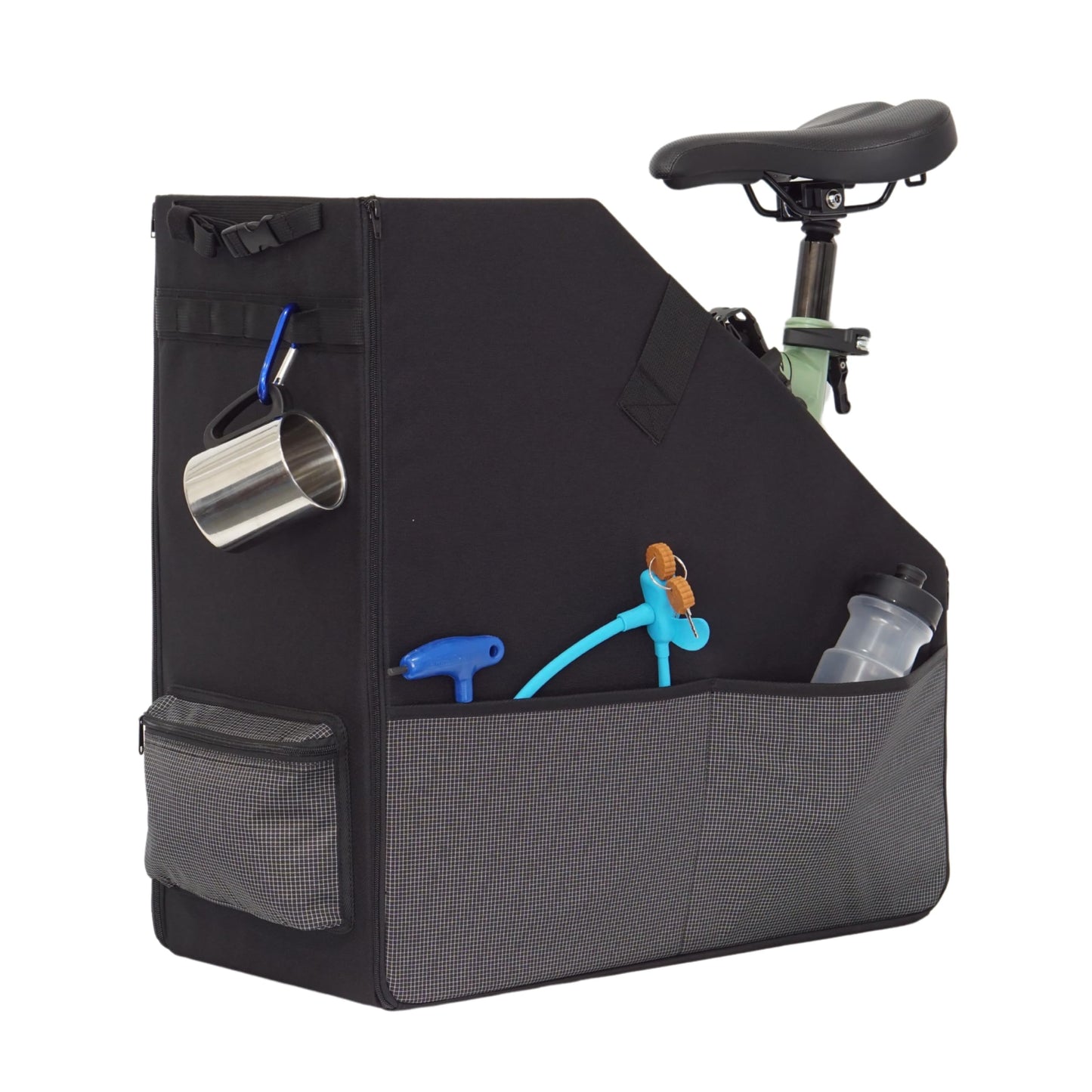 Vincita Keeper Box 2.0 for Folding Bike – Vertical Car Trunk Storage Organizer – Anti-Slip Transport Case with Security Buckle & Side Pockets – Protects Car Interior