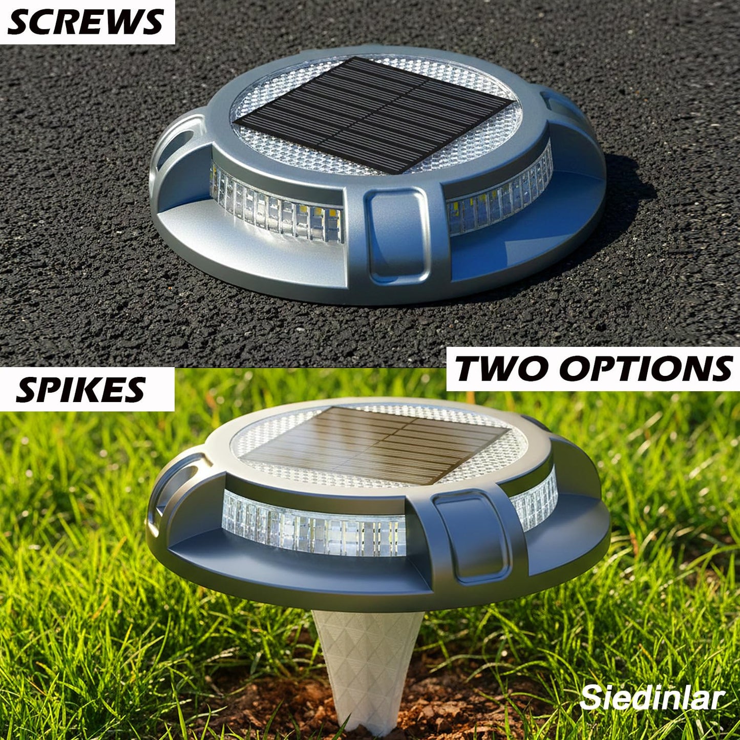 SIEDiNLAR Solar Driveway Lights Outdoor 4 Modes 40 LEDs Deck Driveway Markers Marine Dock Light Waterproof for Walkway Ground Pathway Step Garden Yard, White/Warm Dynamic Lighting (16 Pack)