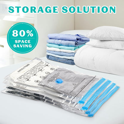 Skiennix Vacuum Seal Bags - 15 Pack Space Saver Storage Bags for Clothing & Travel | Hand Pump Included
