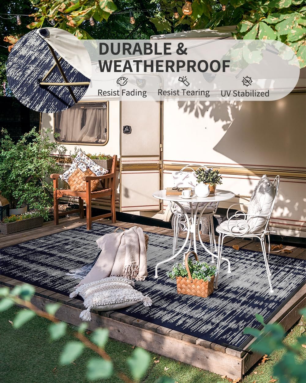 MontVoo Outdoor Rug Waterproof 9x18ft Outdoor Patio Rug Mat Reversible Plastic Straw Outside Rug Carpet Outdoor Rugs for RV Camping Picnic Beach Balcony Porch Deck