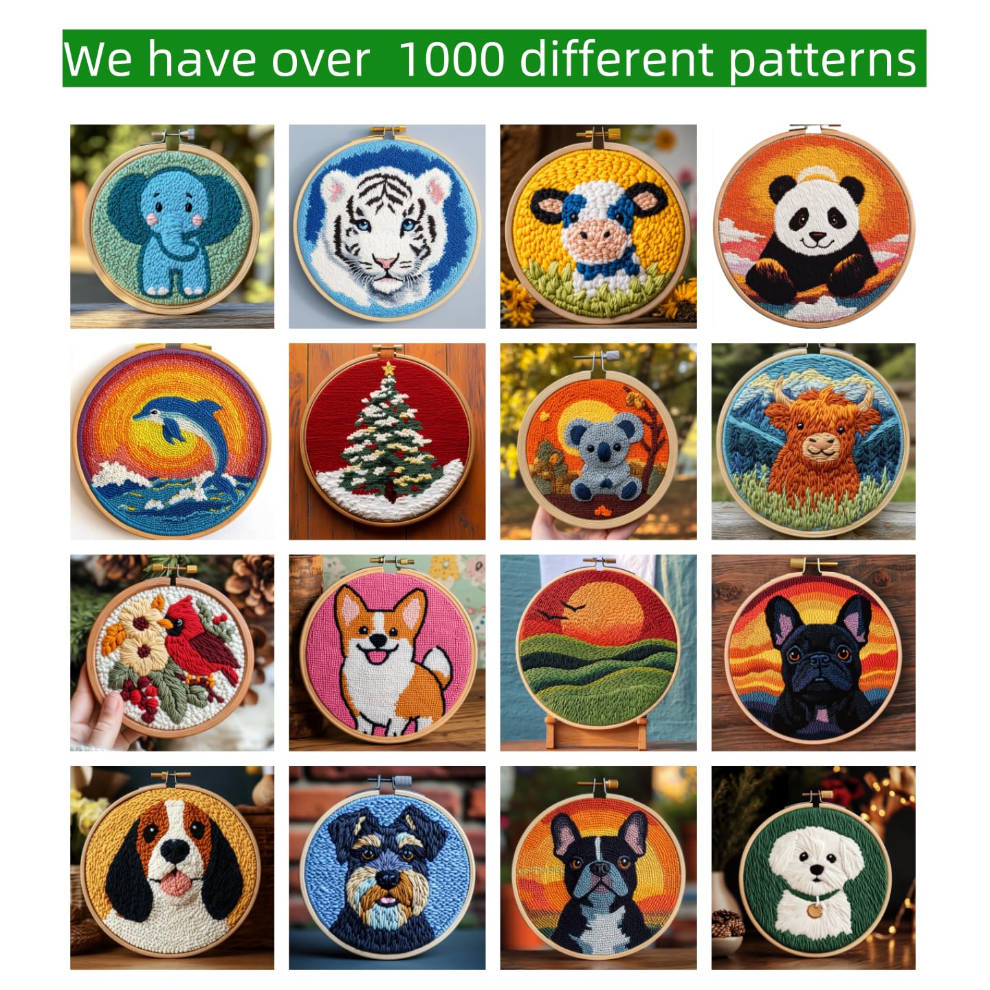 DIY Punch Needle Kits for Beginners Cute Maltese Dog with Hoop Punch Needle Starter Craft Embroidery Set Easy for Adults and Children Festival Gift and Decoration 20x20cm-3