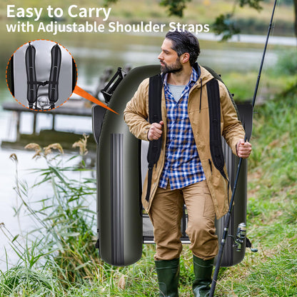 Xproutdoor Fishing Float Tube, Belly Boat Fishing with Pump, Fish Ruler, Adjustable Straps, Storage Pockets, 2 Oars, 2 Rod Holders, Motor Bracket Inflatable Float Tube for 330 LBS Load Capacity