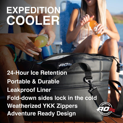 AO Coolers Expedition Carbon Soft Cooler with High-Density Insulation, Silver, 36-Can