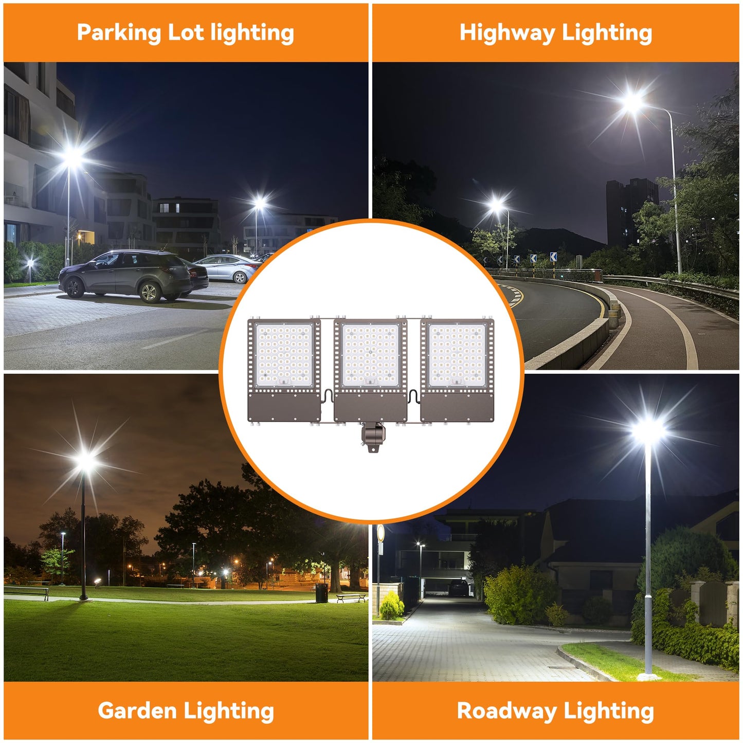 SOLLA 2025 New Upgraded 450W Dusk to Dawn LED Parking Lot Light 67500lm 5000K, ETL, AC85-277V, IP67 Waterproof Adjustable 3-Head Street Lights Outdoor, Pole & Wall-Mounted Flood Lights for Stadium