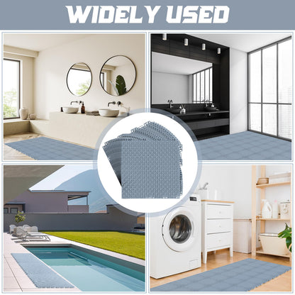 Huwena 100 Pack Drainage Mats Interlocking Tiles 10" x 10" Rubber Floor Tiles Rubber Mats Non Slip Modular Interlocking Cushion Pool Deck Cushion for Garage Patio Greenhouse Outdoor Indoor