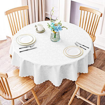 Smiry Round Table Cloth, Waterproof Heavy Duty Vinyl Tablecloths, Wipeable Washable Table Cover for Kitchen and Dining Room (White, 70" x 70")