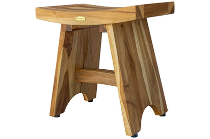 EcoDecors Teak Shower Bench 18", 300 lb Capacity – Waterproof Teak Bath Seat for Adults - Compact Spa Stool for Small Bathrooms & Walk-in Showers with Slip-Resistant Feet
