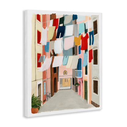 Stupell Industries 'Laundry Clothesline Between Apartments', Canvas Art, 36 x 48 Inches, Easy to Hang and Sturdy, Made in USA, by Grace Popp