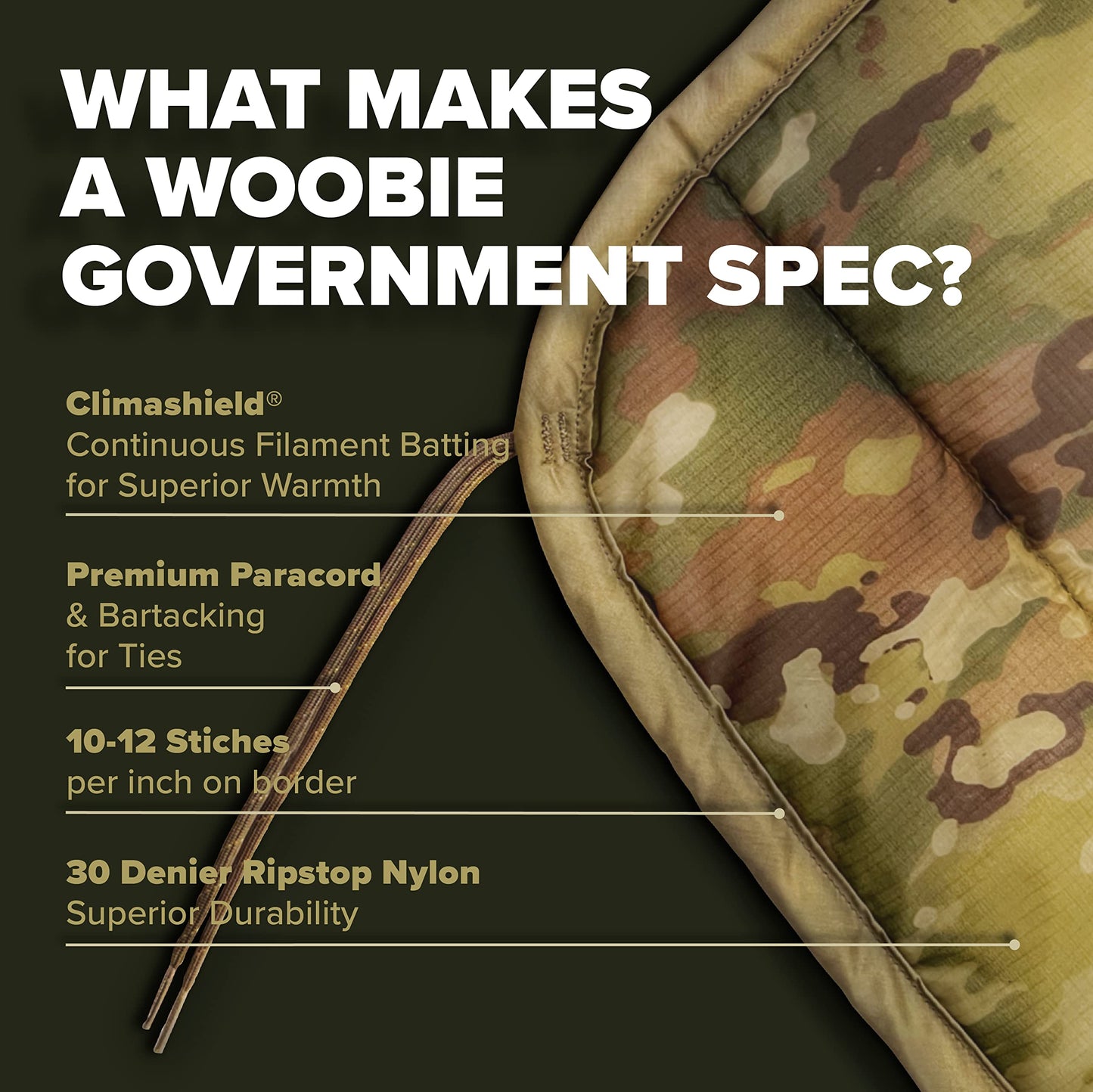 Pinnacle Mercantile Authentic Military Woobie Made in USA by Winston-Salem Industries for The Blind OCP Camo All Purpose Poncho Liner Multi Use Nylon Tactical Camping Blanket Exact US Army Specs