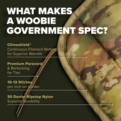 Pinnacle Mercantile Authentic Military Woobie Made in USA by Winston-Salem Industries for The Blind OCP Camo All Purpose Poncho Liner Multi Use Nylon Tactical Camping Blanket Exact US Army Specs